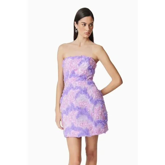 knee length dresses for ladies Sharon Strapless Mini Dress in Purple main image 1